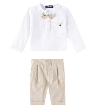 Baby cotton and linen top and pants set | Monnalisa