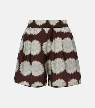 Zurich printed silk twill shorts | Asceno