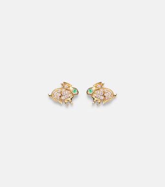 Boucles d’oreilles Bunny en or 18 ct, diamants et émeraudes | Anita Ko