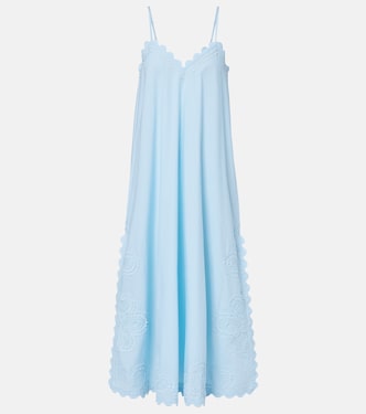 Embroidered scalloped cotton midi dress | Juliet Dunn