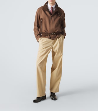 Archivio cotton-blend straight pants in beige - Giorgio Armani