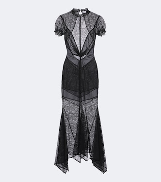 Semi-sheer asymmetric lace midi dress | The Attico