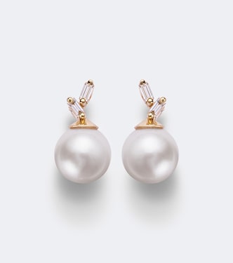 18kt gold earrings with pearls and diamonds | Suzanne Kalan