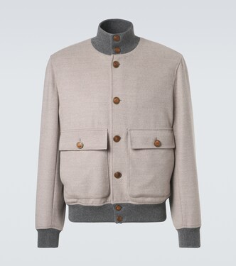 Cashmere-trimmed wool bomber jacket | Brunello Cucinelli