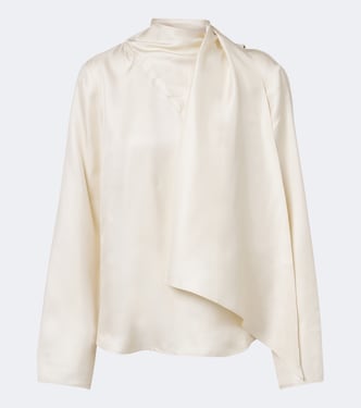 Gala draped scarf-detail silk twill top | Loulou de Saison