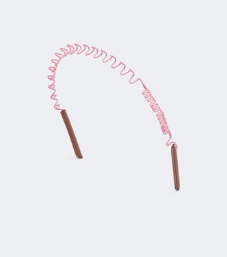 Logo leather-trimmed headband | Miu Miu