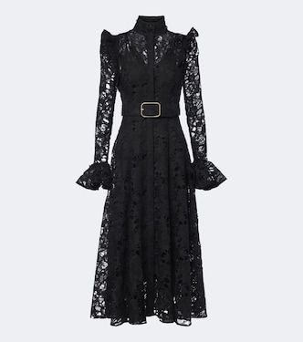 Aliyah belted guipure lace midi dress | Leo Lin
