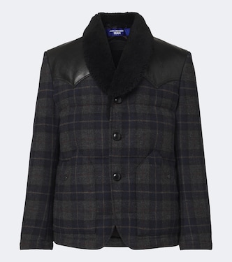 Leather-trimmed wool tweed down jacket | Junya Watanabe