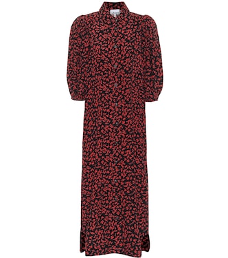 Robe chemise midi en crêpe | Ganni