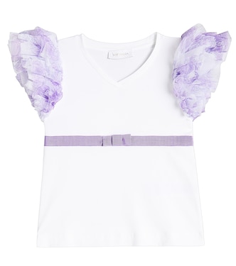 Ruffled cotton-blend top | Monnalisa