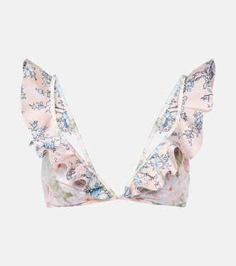 Halliday ruffled floral bikini top | Zimmermann