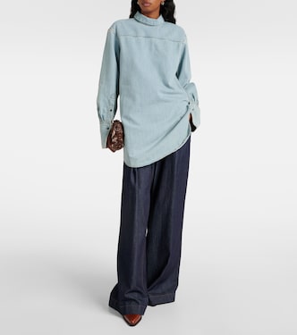 Denim turtleneck top in blue - Dries Van Noten | Mytheresa