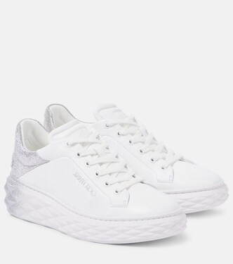 Diamond Maxi/F II glitter leather sneakers | Jimmy Choo
