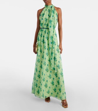 Cactus halterneck silk gown in green - Max Mara | Mytheresa