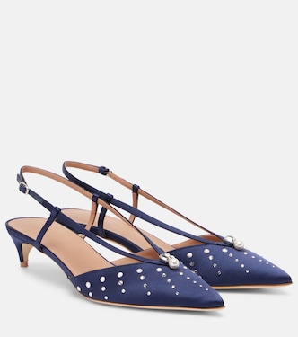 Moore 40 embellished satin slingback pumps | Malone Souliers