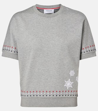 Embroidered cotton jersey T-shirt | Thom Browne