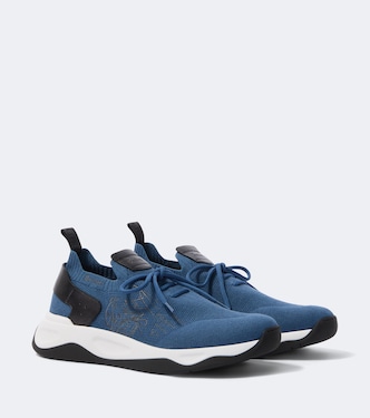 Shadow leather-trimmed knitted sneakers | Berluti