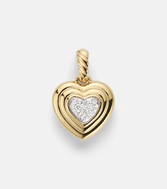 Anhänger Amulets Puffy Heart Amulet aus 18kt Gelbgold mit Diamanten | David Yurman