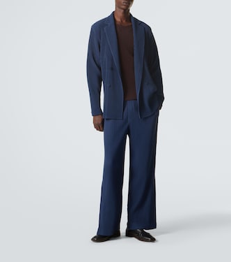 Tailored Pleats 1 double-breasted blazer in blue - Homme Plisse