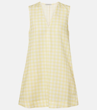 Gingham linen and cotton minidress | Asceno