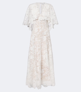 Caped floral guipure lace gown | Oscar de la Renta