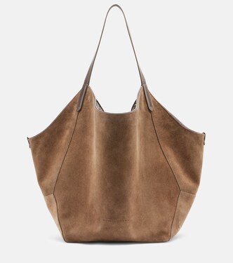 Medium suede tote bag | Brunello Cucinelli