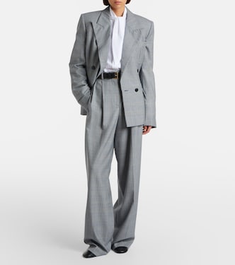 givenchy 90s wool wide slacks グレー Checked wool wide-leg pants in grey - Givenchy | Mytheresa