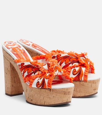 Plateausandalen Majolica aus Brokat | Dolce&Gabbana