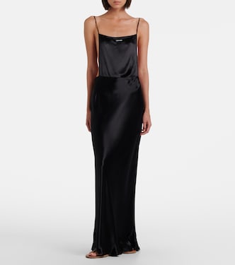 miu miu black silk dress Satin slip dress in black - Miu Miu