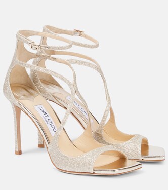 Azia 95 glitter-embellished sandals | Jimmy Choo