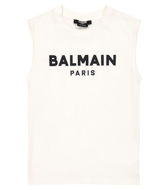 Logo cotton jersey tank top | Balmain Kids