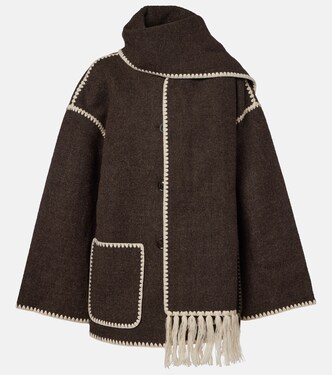 Veste à écharpe brodée en laine mélangée | Toteme