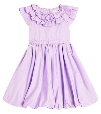 Ruffle-trimmed cotton dress | Monnalisa