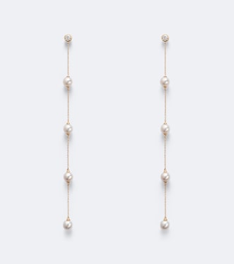 14kt gold earrings with diamonds and pearls | Mateo