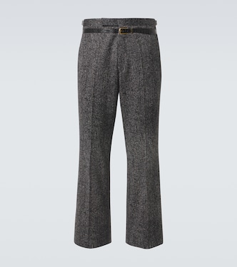 Checked cotton gabardine wide-leg pants | Prada