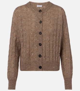 Cable-knit sequined cardigan | Brunello Cucinelli