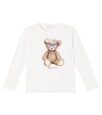 Embellished cotton-blend T-shirt | Monnalisa