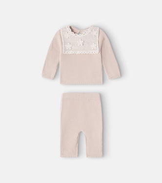 Baby Lucette set of cotton sweater and pants | Bebe Organic