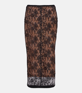 Sheer lace midi skirt | Self-Portrait