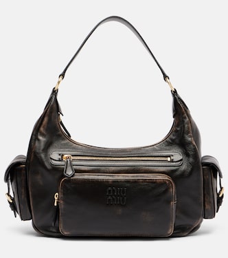 Distressed leather shoulder bag | Miu Miu