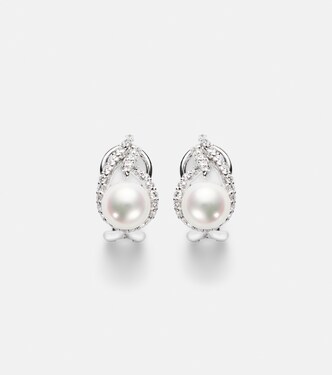 Boucles d’oreilles en or blanc 18 ct, perles et diamants | Mikimoto