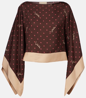 Printed silk twill top | Valentino
