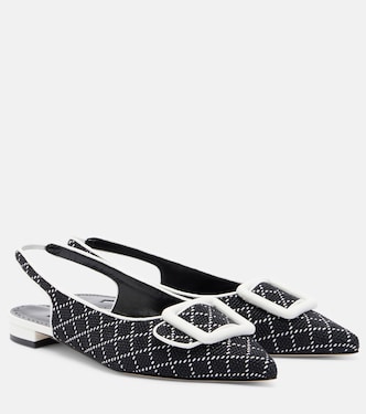 Maylura raffia-effect slingback flats | Manolo Blahnik