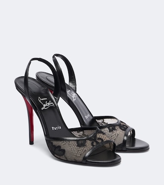 Miss Z lace-trimmed leather slingback sandals | Christian Louboutin