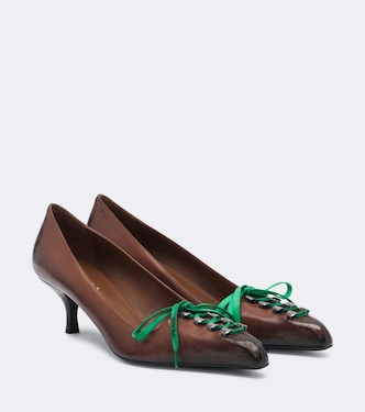 Leather lace-up pumps | Prada