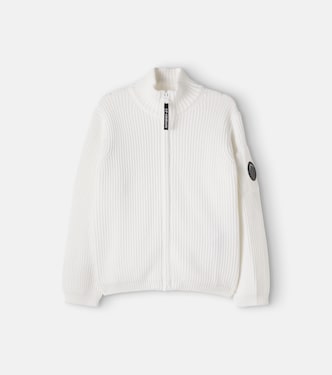 Logo ribbed-knit cotton zip-up sweater | C.P. Company Kids