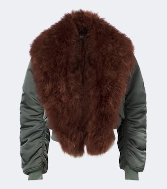 Bomberjacke aus Seide mit Federn | Gucci