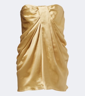 Eden gathered silk satin bustier top | Tove