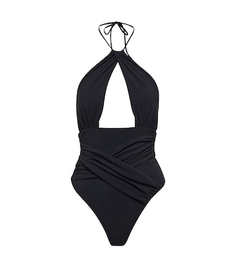 Cutout ruched halterneck swimsuit | Nensi Dojaka