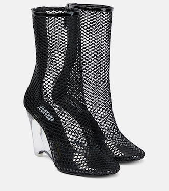 La Cage mesh and PU wedge ankle boots | Alaïa